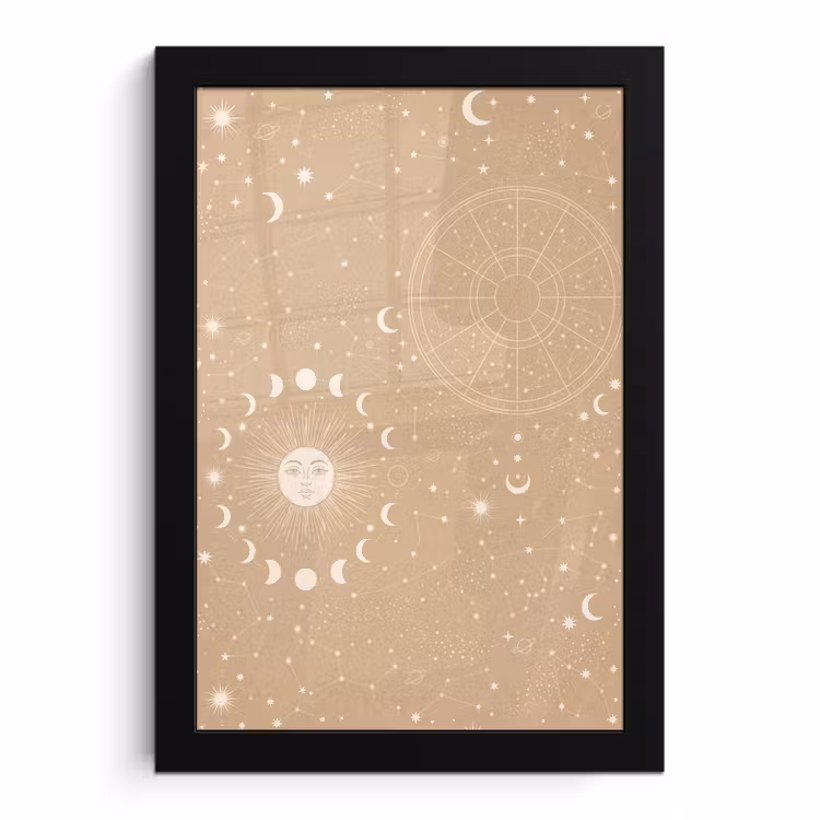 Poster met lijst - Zon - Maan - Sterren — 1