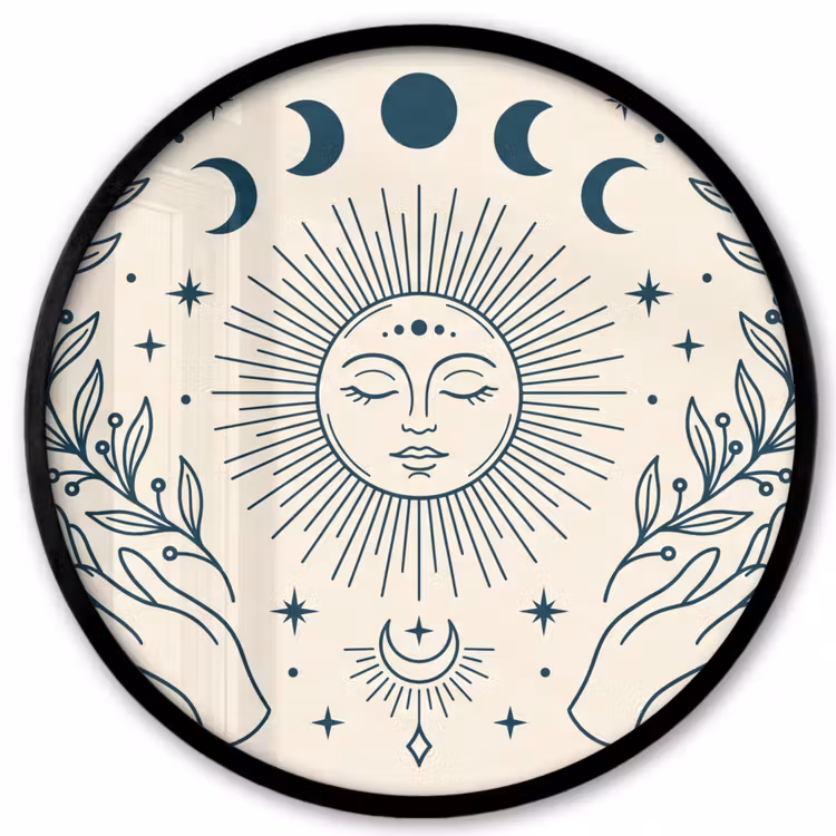 Ronde fotolijst - Zon Maan Illustratie — 1