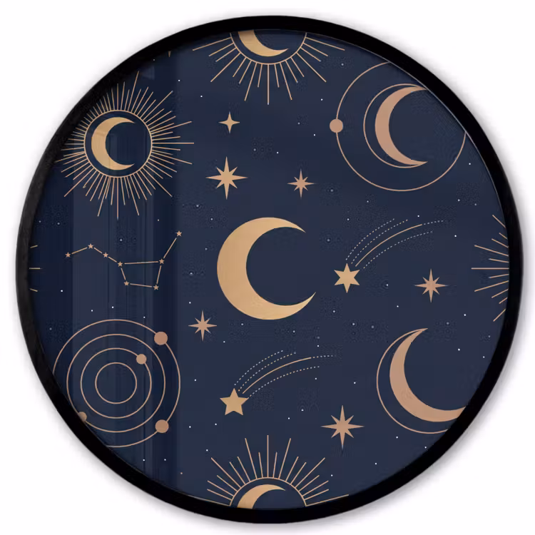 Ronde fotolijst - Maan - Sterren - Goud — 1