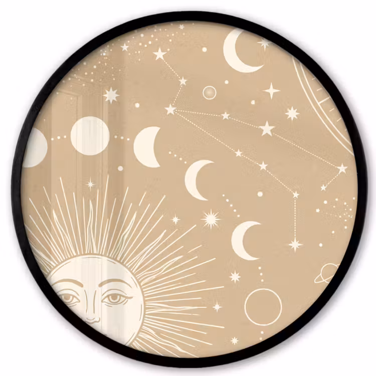 Ronde fotolijst - Zon - Maan - Sterren — 1