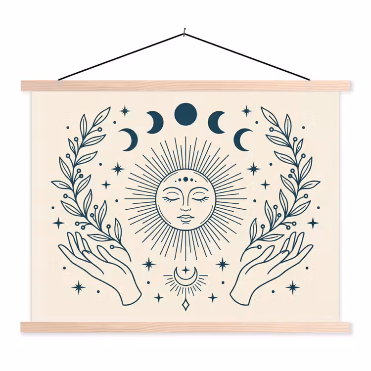 Schoolplaat - Zon Maan Illustratie — 1