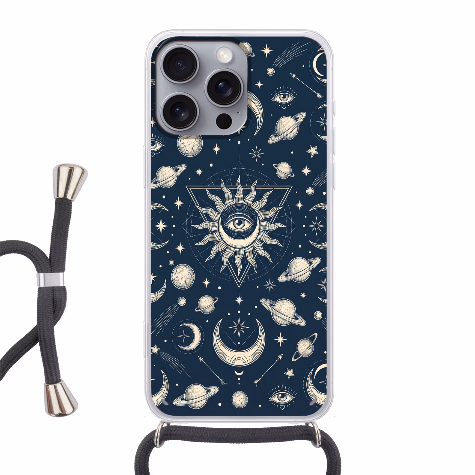 Telefoonhoesje met koord - Zon Maan Sterren — 1