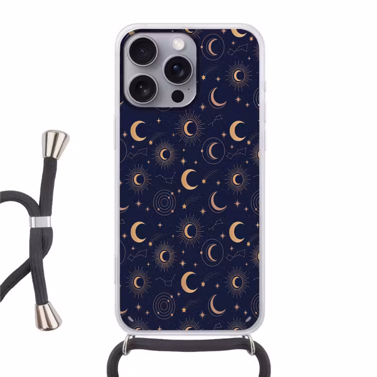 Telefoonhoesje met koord - Maan - Sterren - Goud — 1