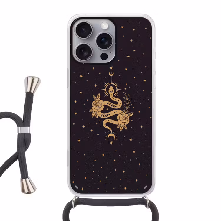 Telefoonhoesje met koord - Slang - Bloemen - Mystiek — 1
