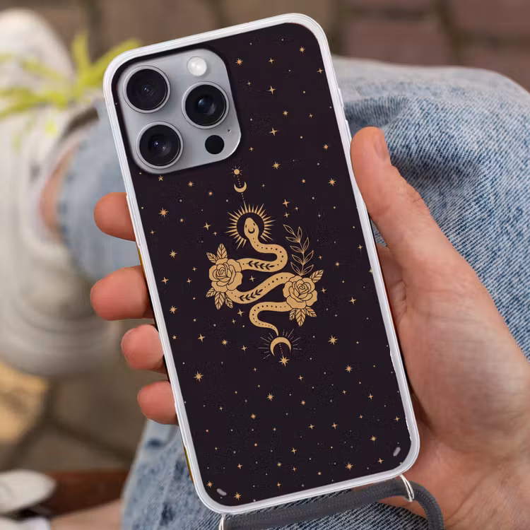 Telefoonhoesje met koord - Slang - Bloemen - Mystiek — 2