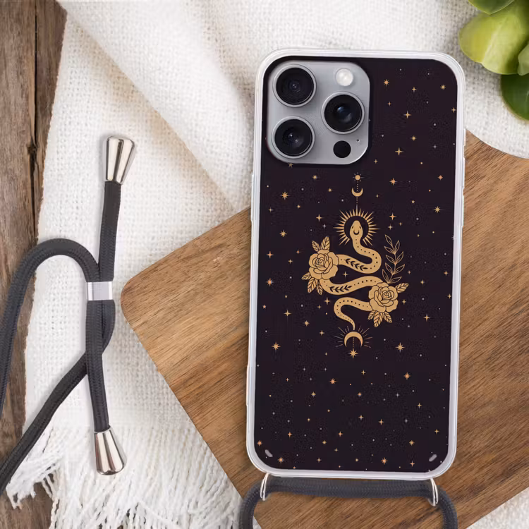 Telefoonhoesje met koord - Slang - Bloemen - Mystiek — 3