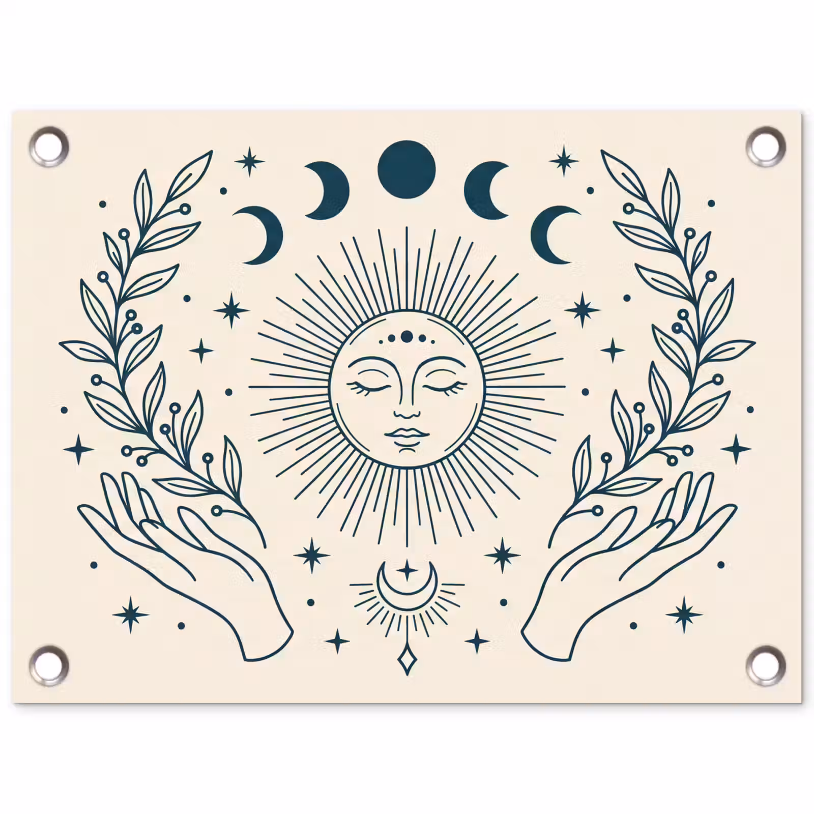 Tuinposter - Zon Maan Illustratie — 1