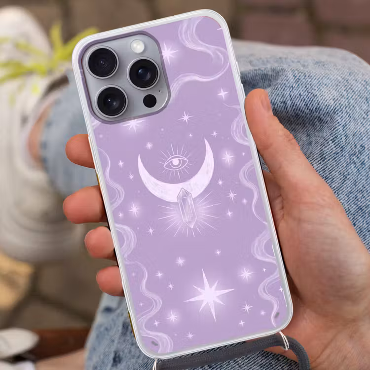 Telefoonhoesje met koord - Maan - Mystiek - Paars — 2