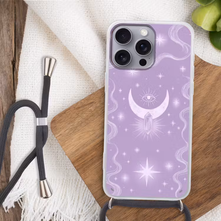 Telefoonhoesje met koord - Maan - Mystiek - Paars — 3