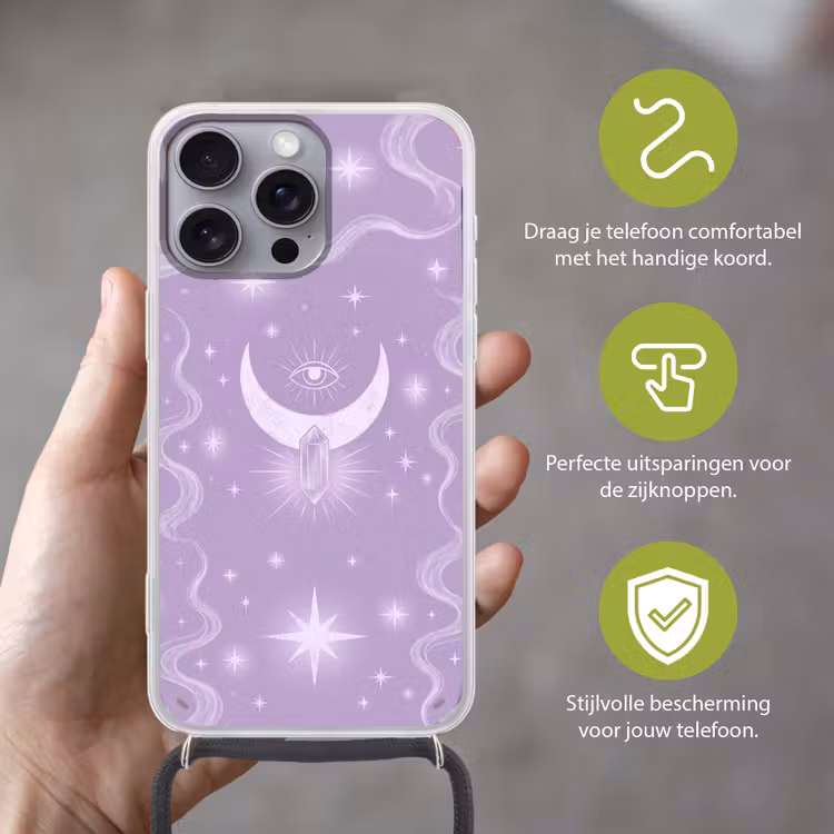 Telefoonhoesje met koord - Maan - Mystiek - Paars — 4