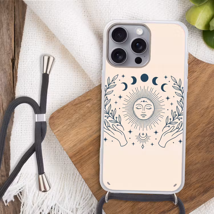 Telefoonhoesje met koord - Zon Maan Illustratie — 3