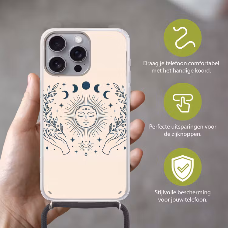 Telefoonhoesje met koord - Zon Maan Illustratie — 4