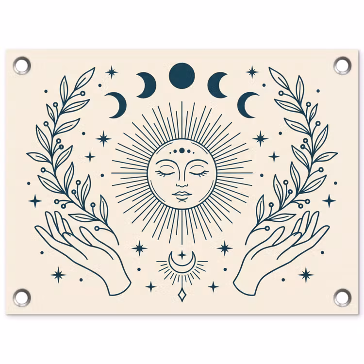 Tuinposter - Zon Maan Illustratie — 1