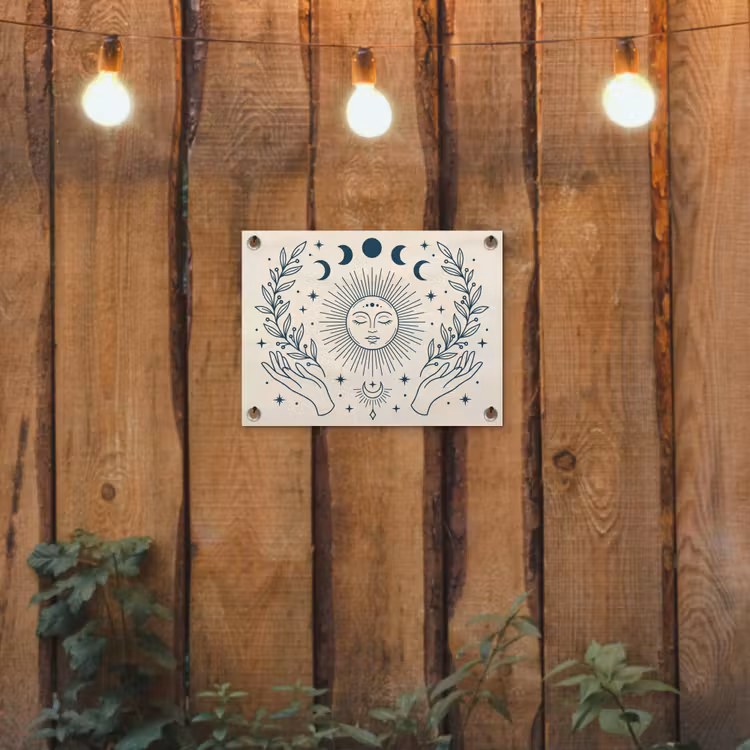 Tuinposter - Zon Maan Illustratie — 2