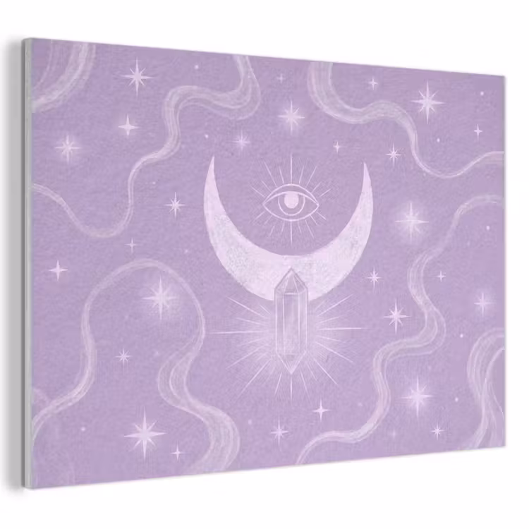 Akoestisch schilderij - Maan - Mystiek - Paars — 1