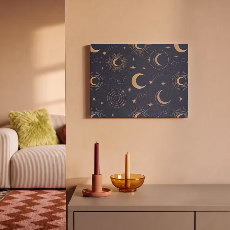 Akoestisch schilderij - Maan - Sterren - Goud — 2