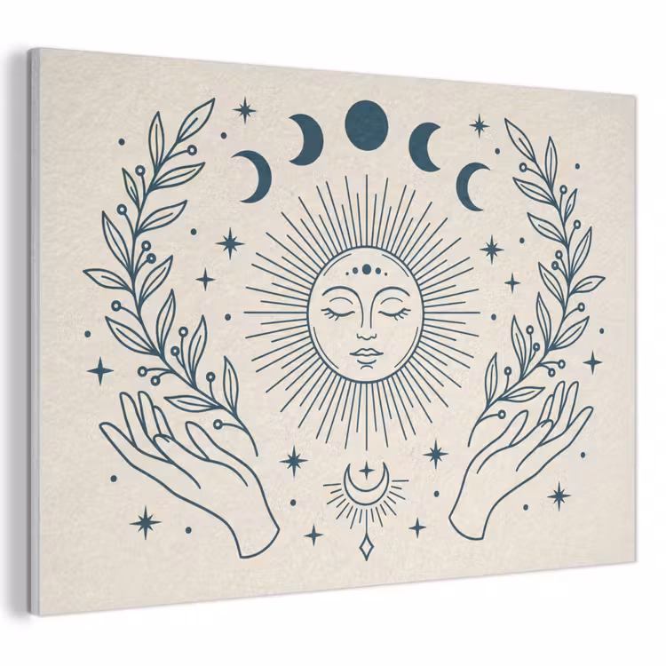 Akoestisch schilderij - Zon Maan Illustratie — 1