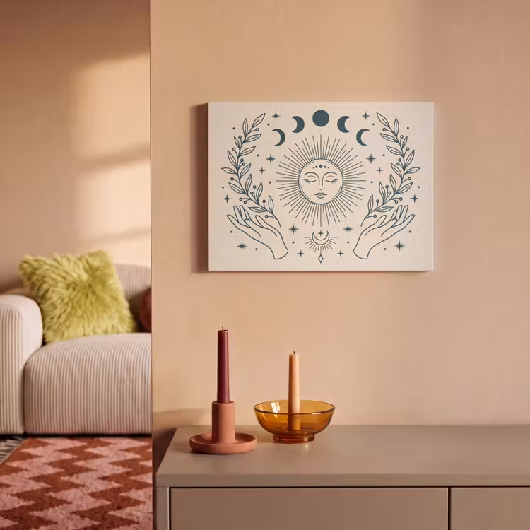 Akoestisch schilderij - Zon Maan Illustratie — 2