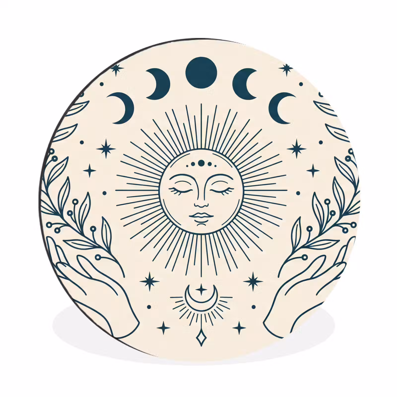 Muurcirkel aluminium - Zon Maan Illustratie — 1