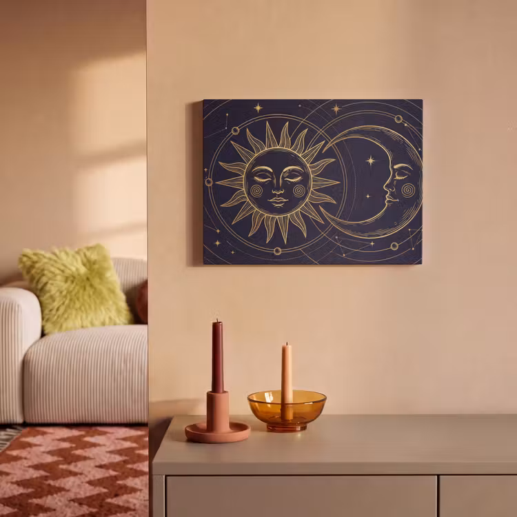 Akoestisch schilderij - Zon - Maan - Astrologie — 2
