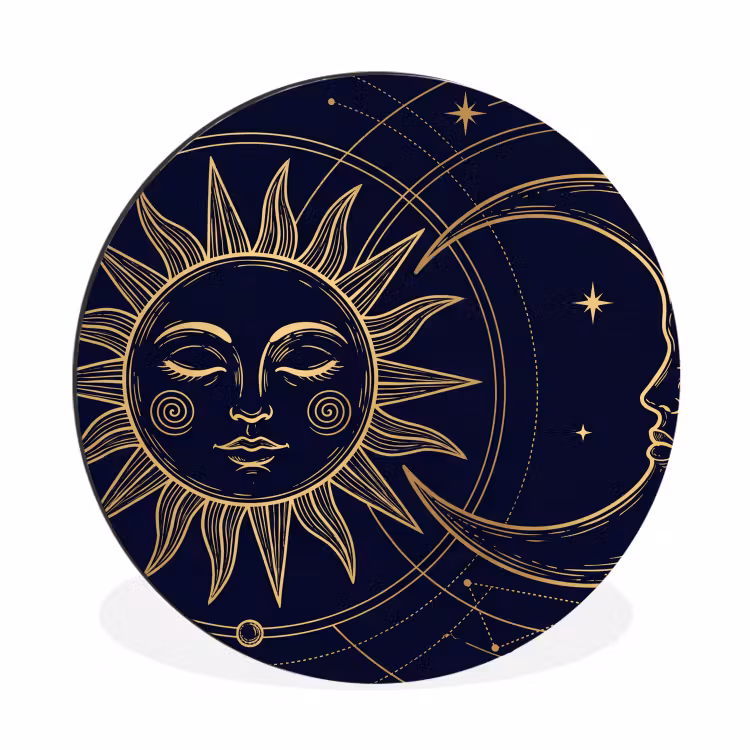 Muurcirkel aluminium - Zon - Maan - Astrologie — 1