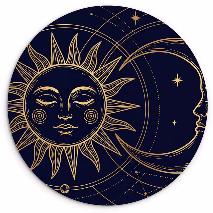 Muurcirkel glas - Zon - Maan - Astrologie — 1