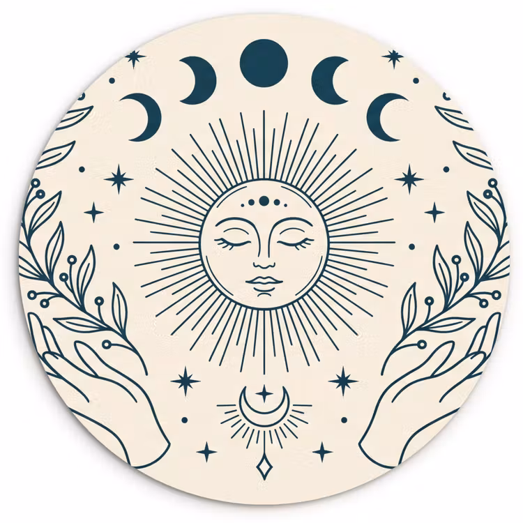 Muurcirkel glas - Zon Maan Illustratie — 1