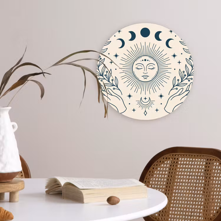 Muurcirkel glas - Zon Maan Illustratie — 4