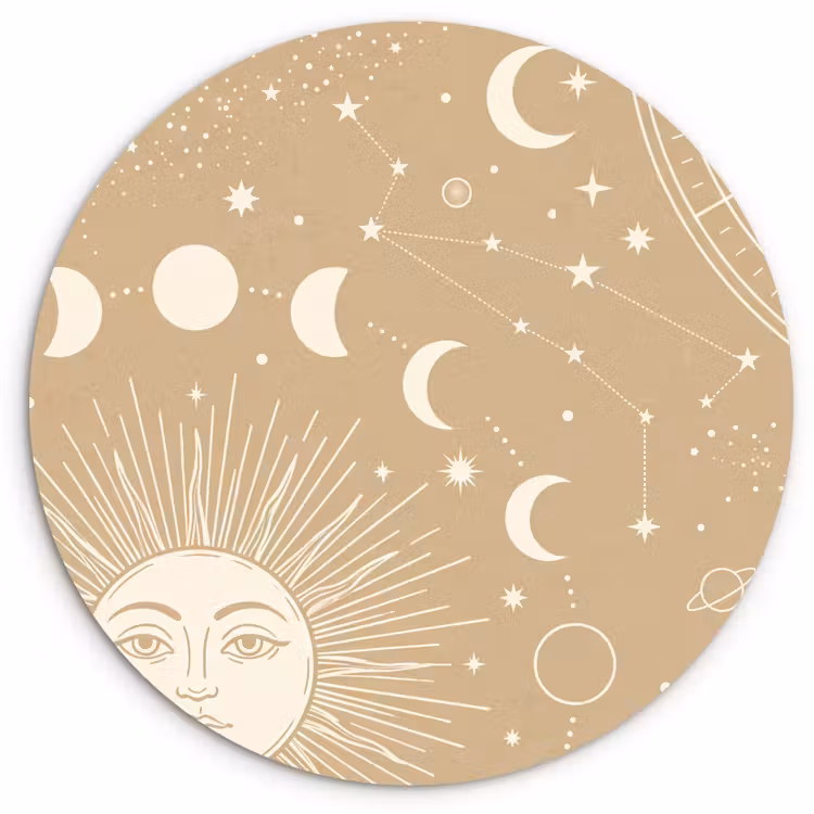 Muurcirkel glas - Zon - Maan - Sterren — 1
