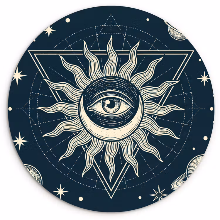 Muurcirkel glas - Zon Maan Sterren — 1
