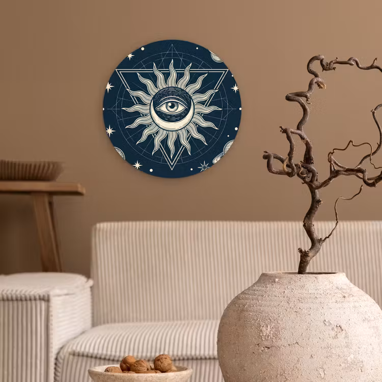 Muurcirkel glas - Zon Maan Sterren — 2