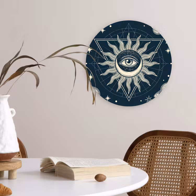 Muurcirkel glas - Zon Maan Sterren — 4