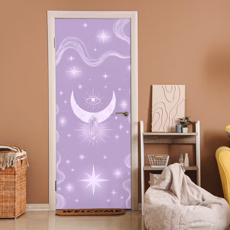 Deursticker - Maan - Mystiek - Paars — 2