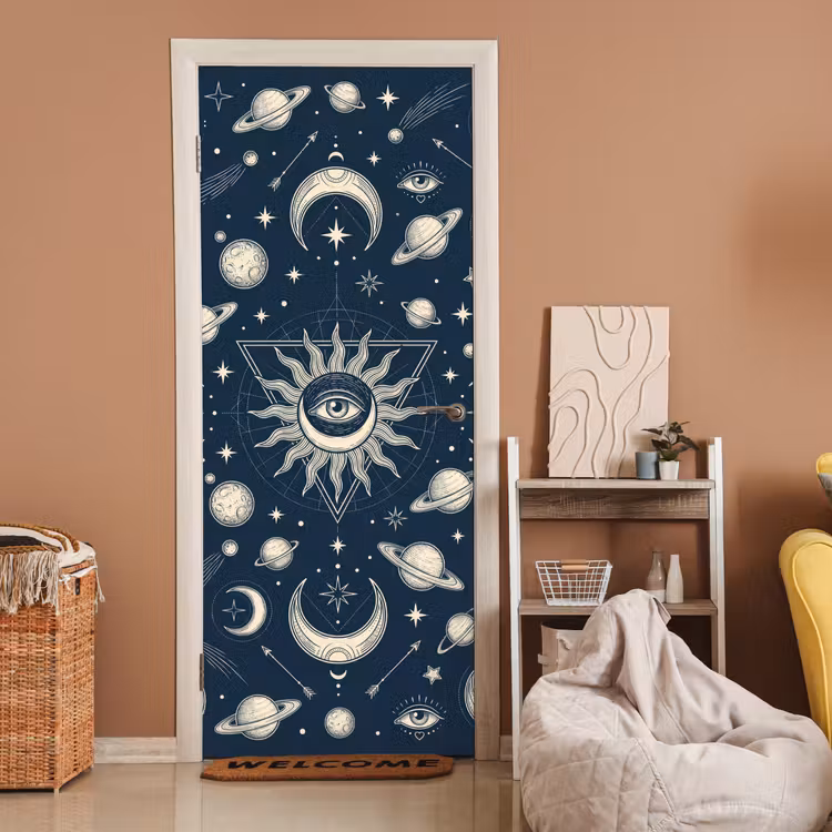 Deursticker - Zon Maan Sterren — 2