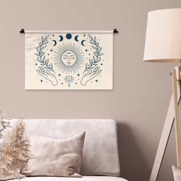 Wandkleed - Zon Maan Illustratie — 2