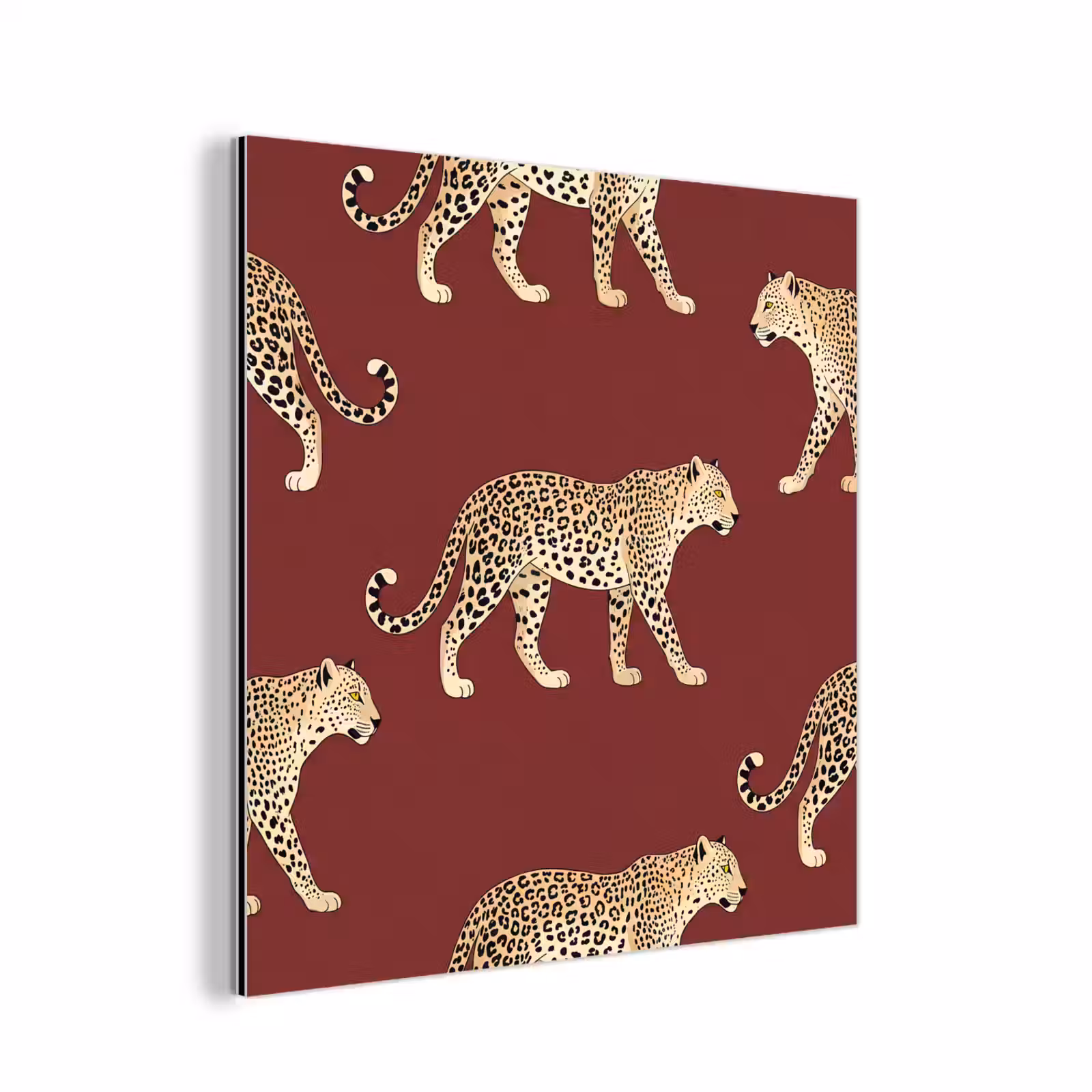 Aluminium schilderij - Katten - Patroon - Rood — 1