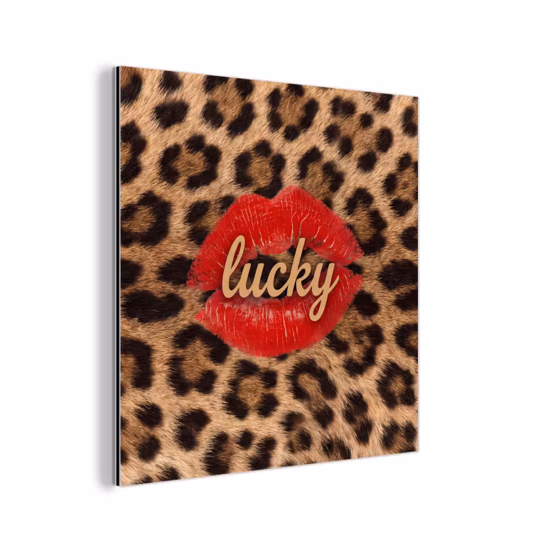 Aluminium schilderij - Dierenprint - Lippen - Rood — 1