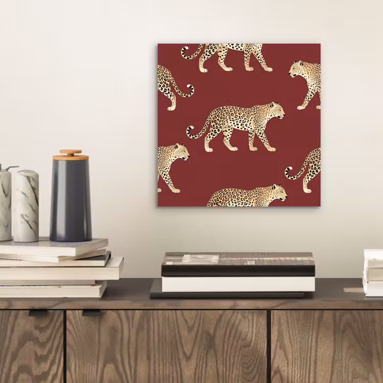 Aluminium schilderij - Katten - Patroon - Rood — 2