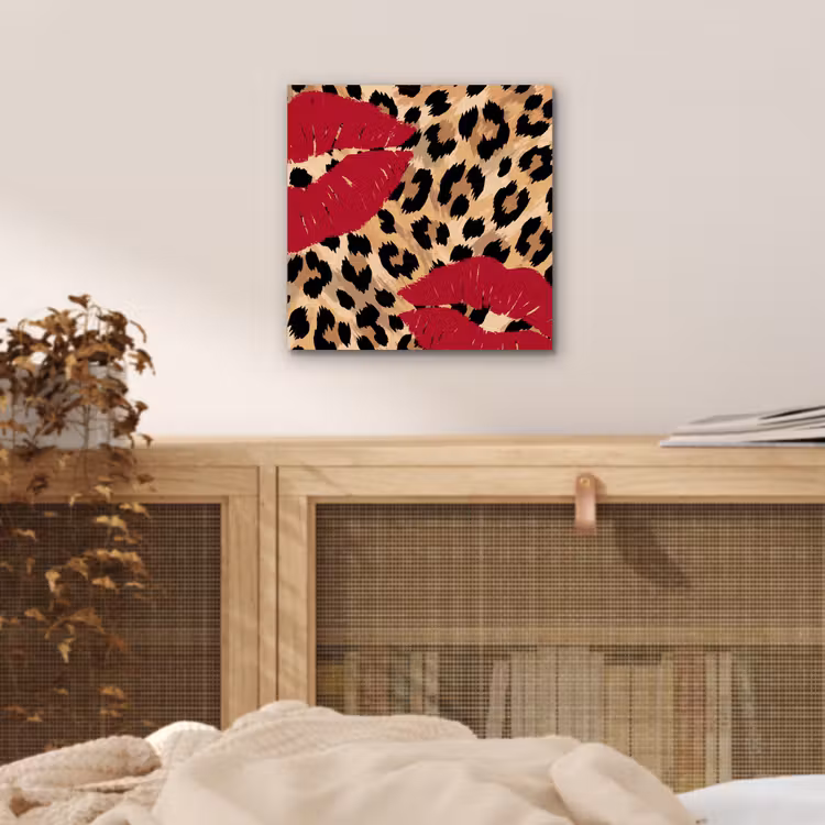 Aluminium schilderij - Kusafdruk - Dierenprint - Rood — 4
