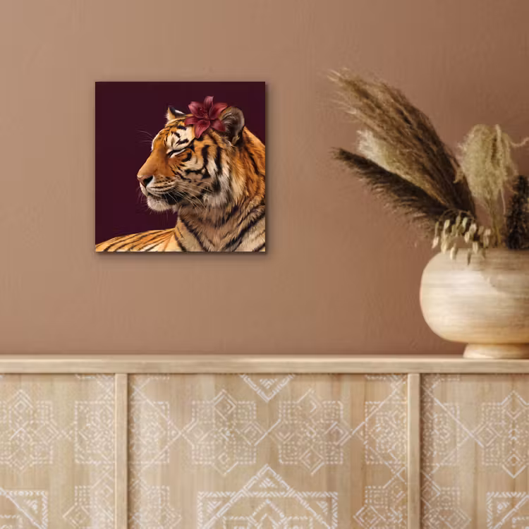 Aluminium schilderij - Tijger - Bloem - Dieren — 5