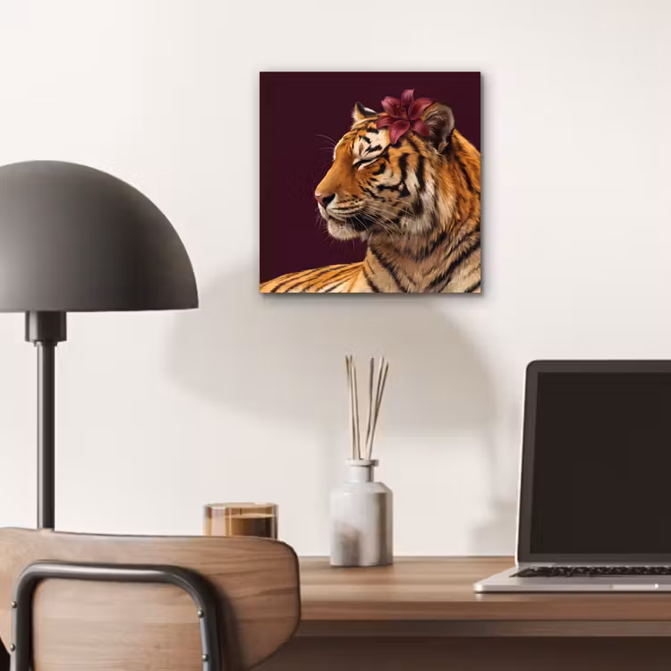 Aluminium schilderij - Tijger - Bloem - Dieren — 6
