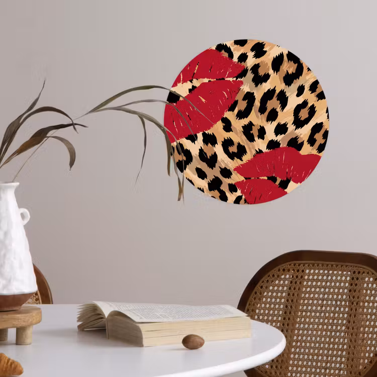 Behangcirkel - Kusafdruk - Dierenprint - Rood — 4