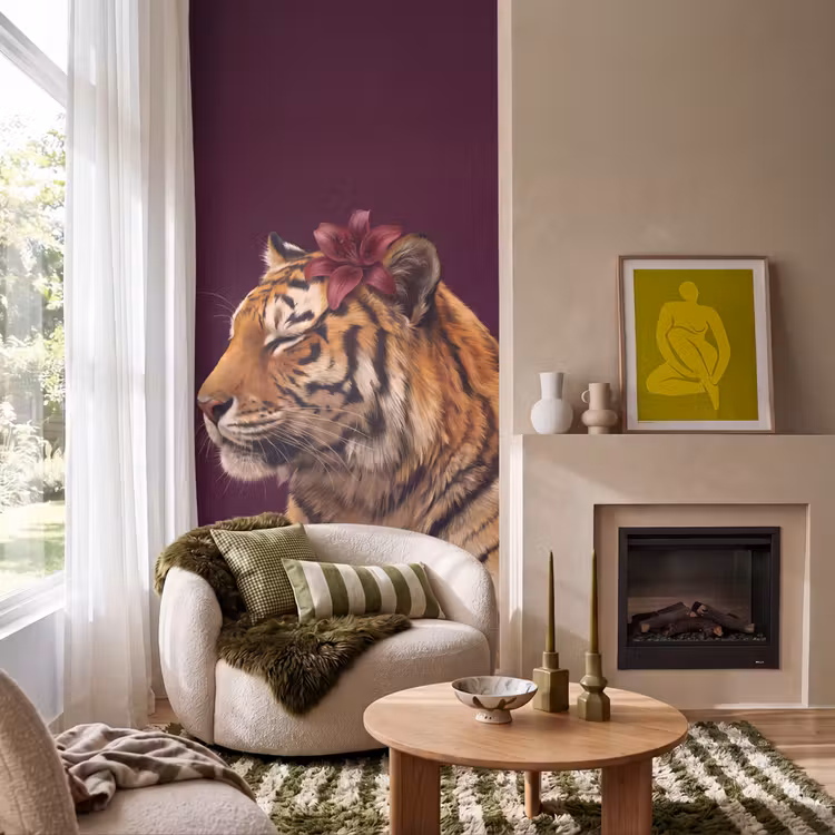 Behang - Tijger - Bloem - Dieren — 1