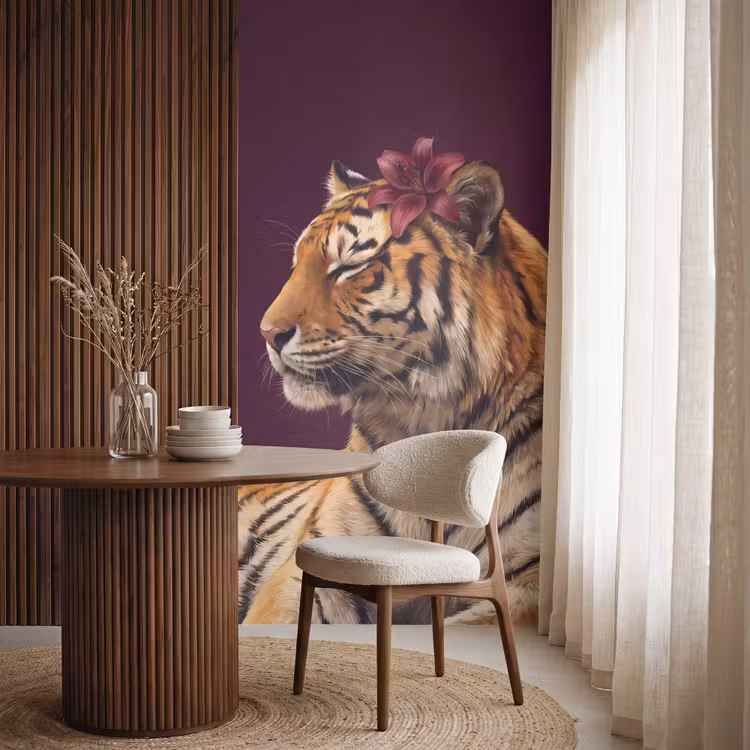 Behang - Tijger - Bloem - Dieren — 4