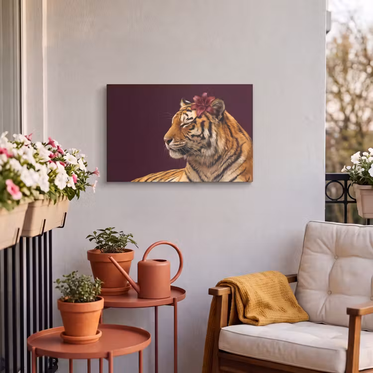 Buiten canvas - Tijger - Bloem - Dieren — 3