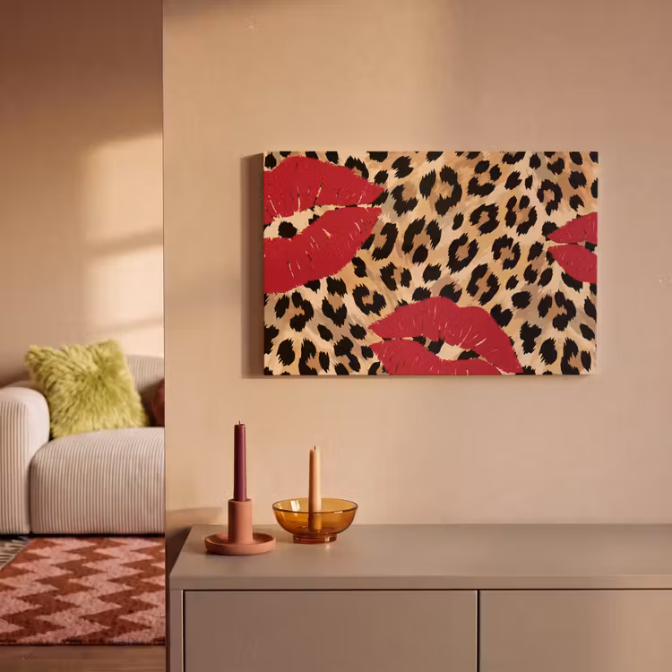 Canvas schilderij - Kusafdruk - Dierenprint - Rood — 1
