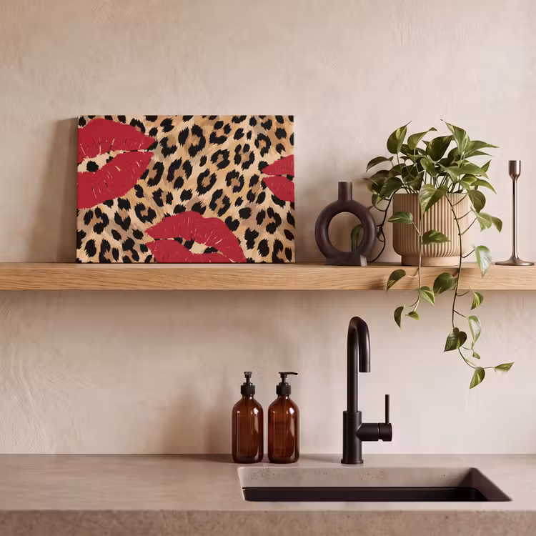 Canvas schilderij - Kusafdruk - Dierenprint - Rood — 2