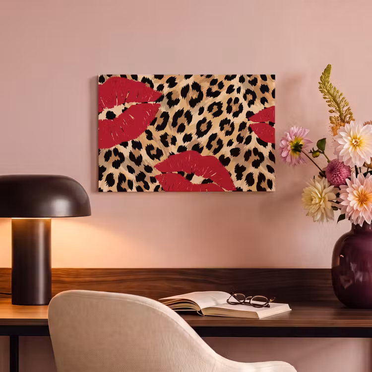 Canvas schilderij - Kusafdruk - Dierenprint - Rood — 3