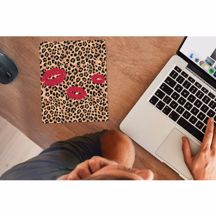 Muismat - Kusafdruk - Dierenprint - Rood — 2