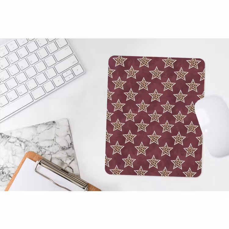 Muismat - Sterren - Luipaardprint - Rood — 4